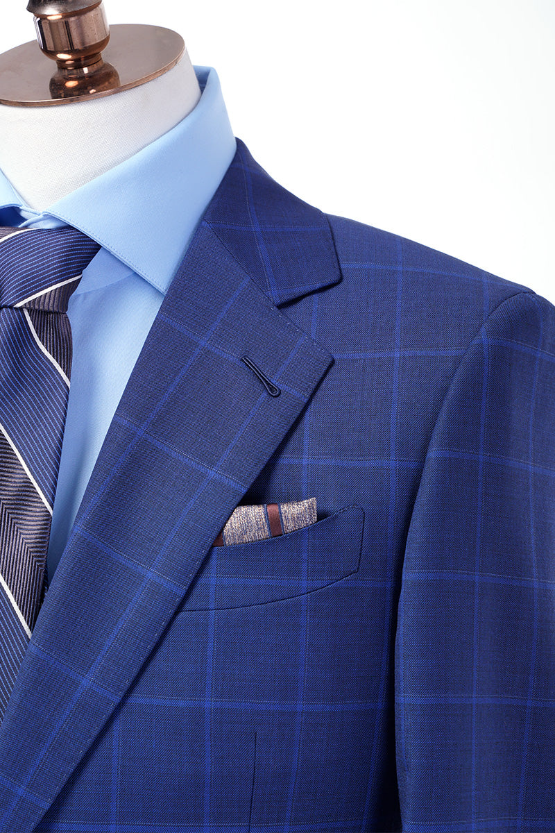 Navy Blue Windowpane Two-Piece Suit