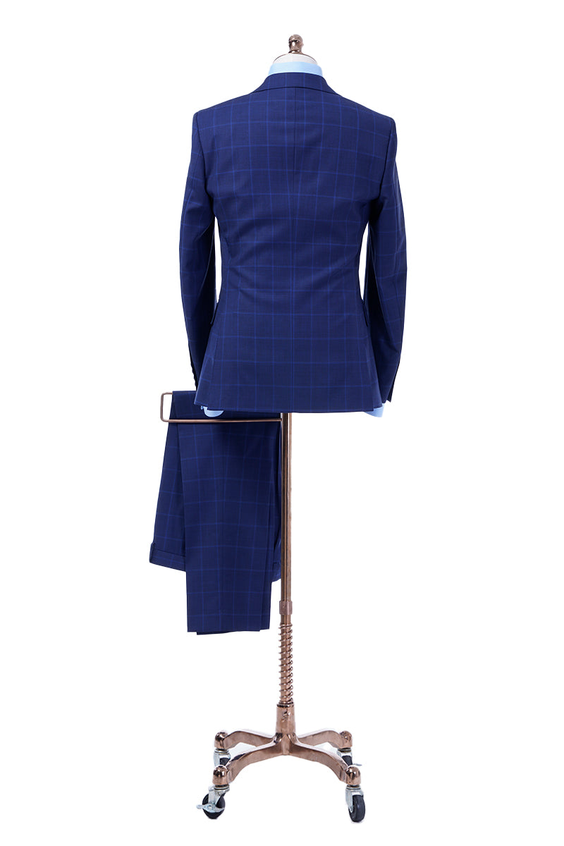 Navy Blue Windowpane Two-Piece Suit